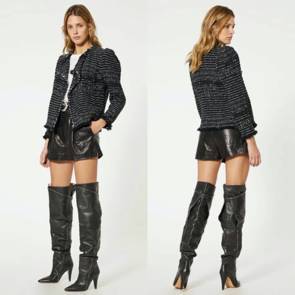 IRO Diana Tweed Puff Shoulder Jacket Blazer